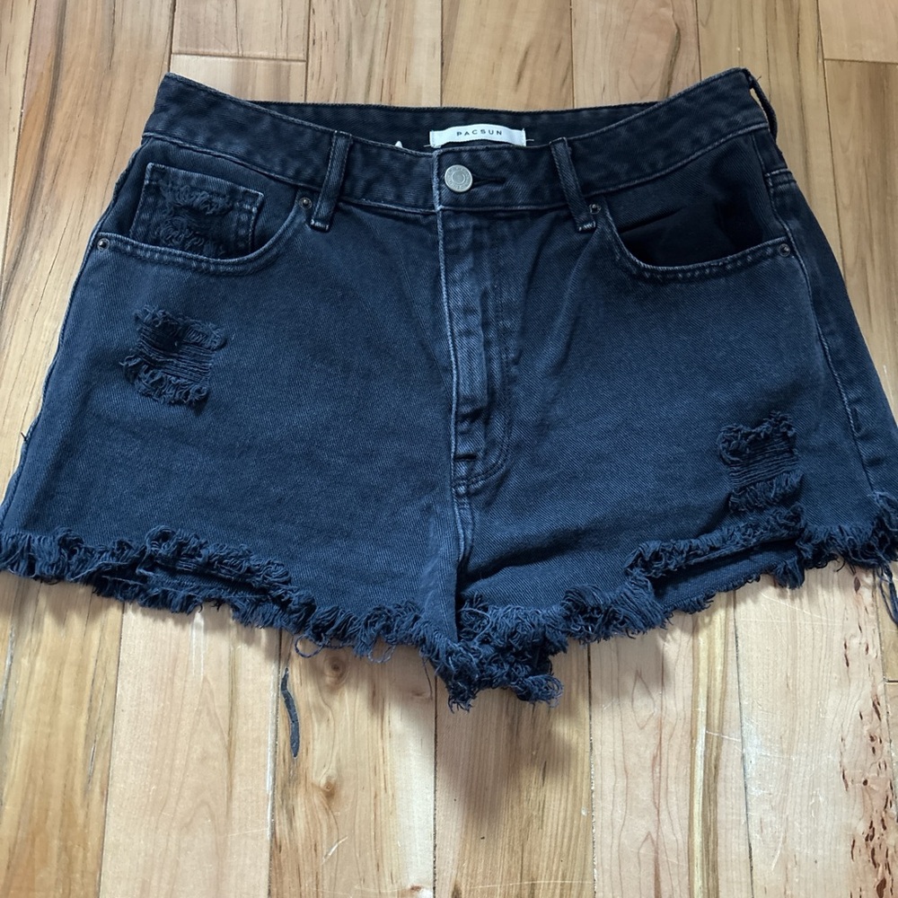 PacSun Black Distressed Jean Shorts